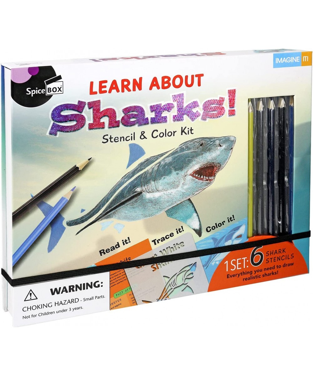 Children's Art Kits Imagine It Learn & Draw Sharks 6 Ferocious Projects Drawing Shark Stencil Art Kit For Kids $28.53 - Craft...