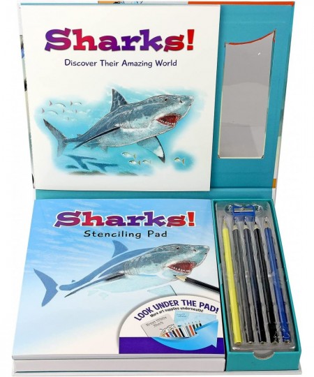 Children's Art Kits Imagine It Learn & Draw Sharks 6 Ferocious Projects Drawing Shark Stencil Art Kit For Kids $28.53 - Craft...