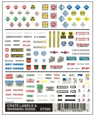 Crate Labels & Warning Signs Dry Transfer Decals $19.80 - Toy Vehicle Playsets