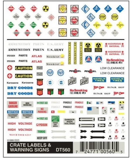 Crate Labels & Warning Signs Dry Transfer Decals $19.80 - Toy Vehicle Playsets