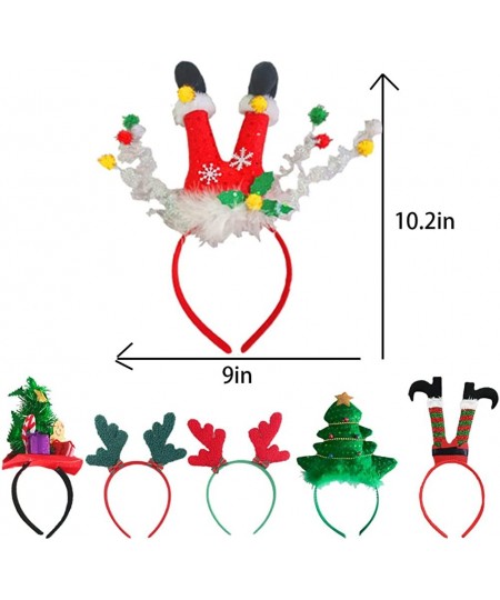 Christmas Headbands 6 Pcs Santa Headwear Reindeer Antler Headband Elf Headbands Christmas Tree Hair Hoop Head Hat Toppers for...