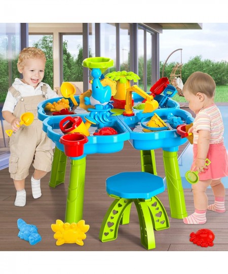 Kids Sand and Water Table for Toddlers 4 in 1 Outdoor Sand Water Play Table Beach Toys for Toddlers Kids Boys Girls Water Out...