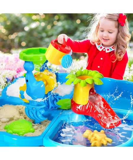 Kids Sand and Water Table for Toddlers 4 in 1 Outdoor Sand Water Play Table Beach Toys for Toddlers Kids Boys Girls Water Out...