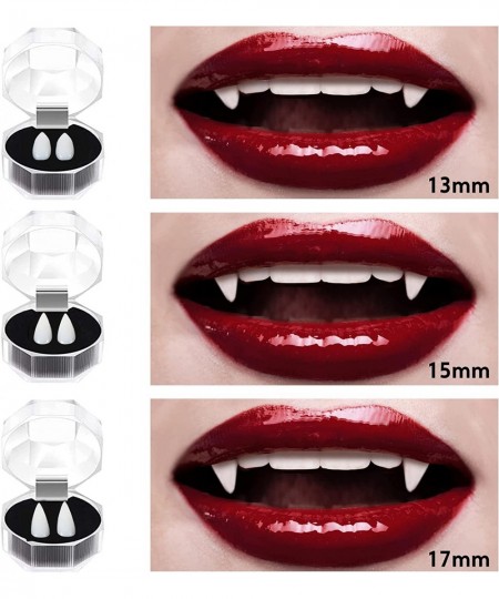 3 Sizes Vampire Fangs Teeth with Adhesive and Coagulated Blood Custom Realistic Fake Fangs Caps for Adults Kids Werewolf Cosp...