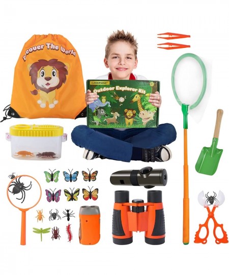 Kids Explorer Kit 24 PCS Kids Adventure Kit with Binoculars Flashlight Magnifying Glass 7-in-1 Multifunction Whistle Great To...