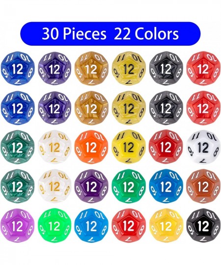 30 Pieces 12 Sided Polyhedral Dice Set 22 Colors 12 Sides Dice Assortment for Dungeons and Dragons RPG MTG Table Games Come w...