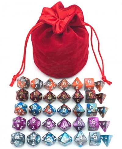 5 Assorted Colors Polyhedral Dice Set for Dungeons and Dragons DND Pathfinder RPG Role Playing Games with Red Drawstring Dice...