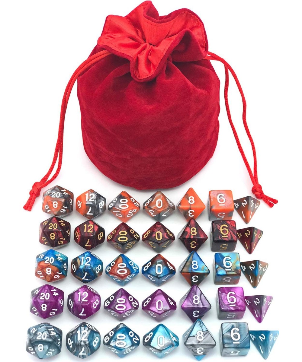 5 Assorted Colors Polyhedral Dice Set for Dungeons and Dragons DND Pathfinder RPG Role Playing Games with Red Drawstring Dice...