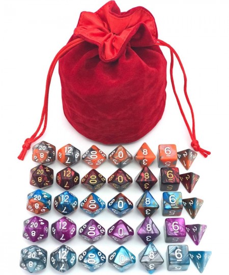 5 Assorted Colors Polyhedral Dice Set for Dungeons and Dragons DND Pathfinder RPG Role Playing Games with Red Drawstring Dice...