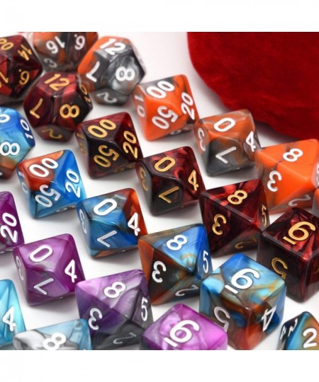 5 Assorted Colors Polyhedral Dice Set for Dungeons and Dragons DND Pathfinder RPG Role Playing Games with Red Drawstring Dice...