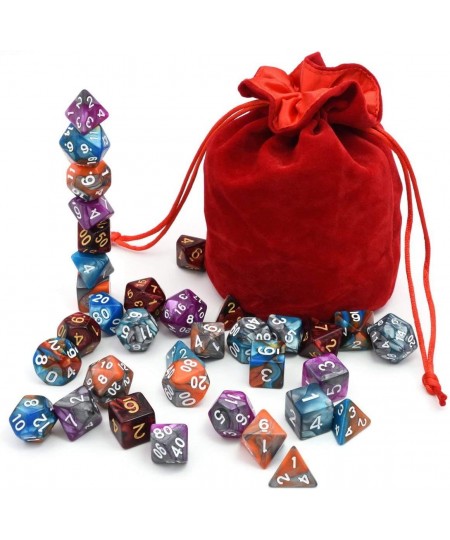 5 Assorted Colors Polyhedral Dice Set for Dungeons and Dragons DND Pathfinder RPG Role Playing Games with Red Drawstring Dice...