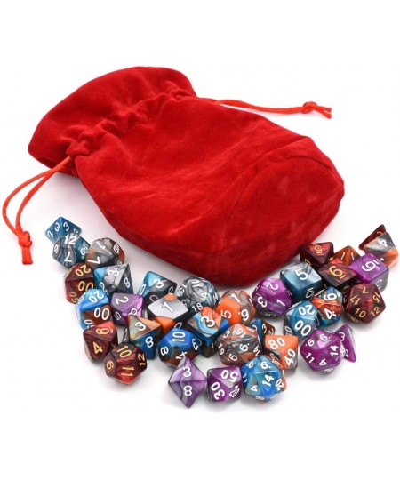 5 Assorted Colors Polyhedral Dice Set for Dungeons and Dragons DND Pathfinder RPG Role Playing Games with Red Drawstring Dice...