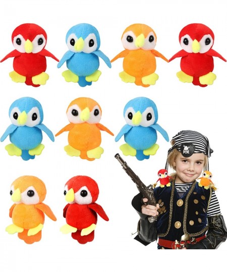 9 Pieces Stuffed Parrot on Shoulder Parrot Plush Animal Pirate Costume Accessory 3.5 Inch Blue Orange Scarlet Bird Toys Soft ...