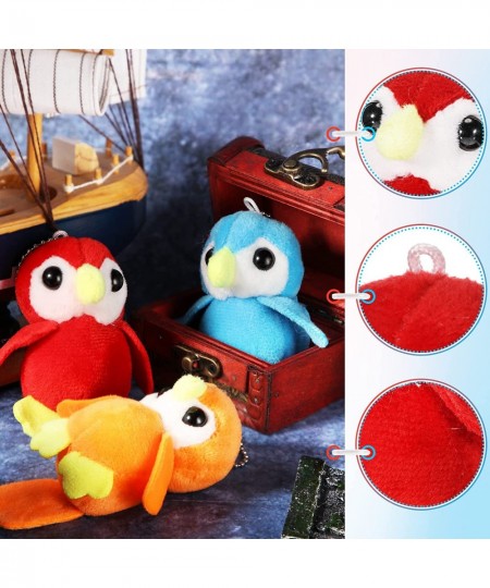 9 Pieces Stuffed Parrot on Shoulder Parrot Plush Animal Pirate Costume Accessory 3.5 Inch Blue Orange Scarlet Bird Toys Soft ...