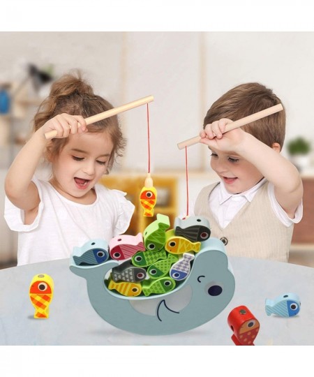 Wooden Magnetic Colorful Balancing Stacking Building Fishing Blocks Toy with Storage Box for Kids 3 Years and Up $16.16 - Ear...