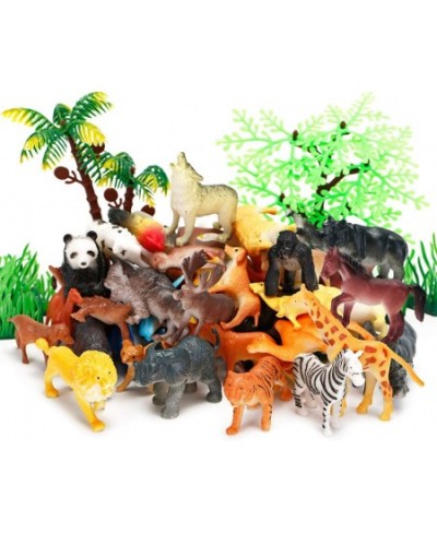 Animal Figurines Toys 52 Pcs Small Mini Realistic Safari Zoo Plastic Animals Figures Learning Educational Toy Set for Kids To...