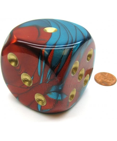 Gemini Red-Teal D6 with Gold Pips 50MM $40.78 - Game Accessories