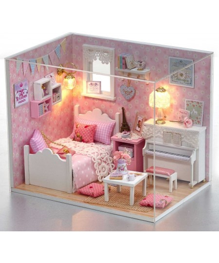 Dollhouse Miniature DIY House Kit Creative Room with Furniture and Cover for Romantic Valentine's Gift (Sunny Princess) $28.2...