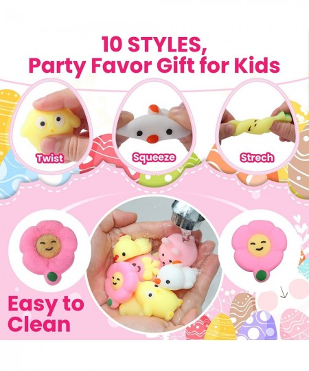 60 Pieces Easter Mochi Squishy Animal Toys Kawaii Bunny Chicks Toys Easter Mochi Stress Relief Egg Toys Easter Basket Fillers...