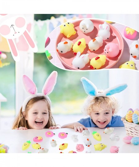 60 Pieces Easter Mochi Squishy Animal Toys Kawaii Bunny Chicks Toys Easter Mochi Stress Relief Egg Toys Easter Basket Fillers...