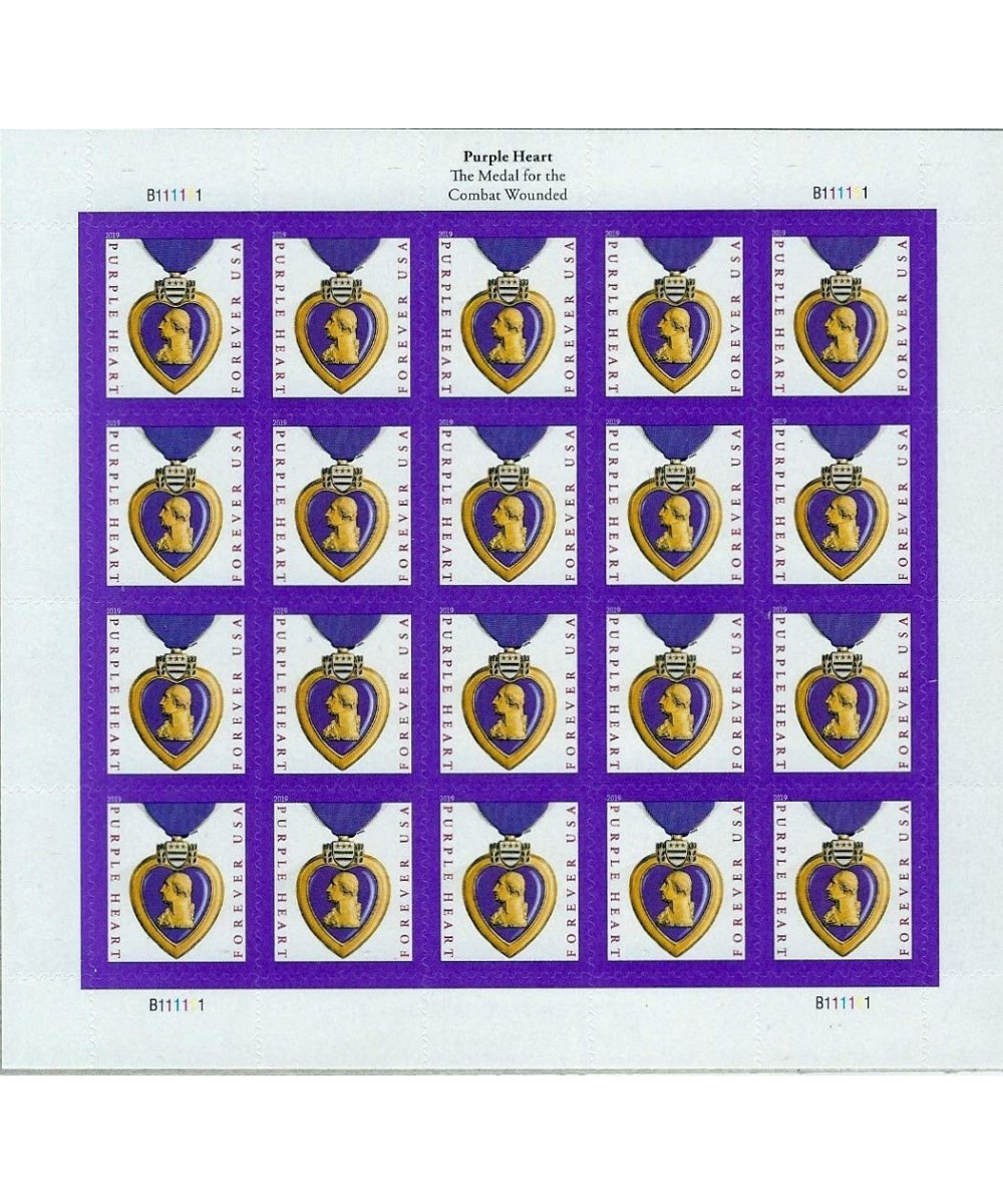 US Stamps - Purple Heart Medal 2019 - Scott 5419 Mint Full Sheet of 20 Stamps Forever $32.57 - Collectible Postage Stamps