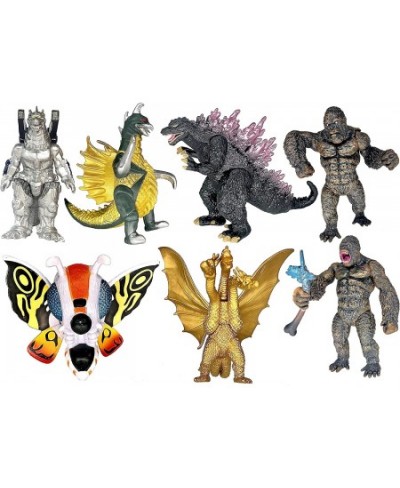 Set of 7 Godzilla Toys with Carry Bag Movable Joint Action Figures 2021 King of The Monsters Mini Dinosaur Mothra Imago Burni...