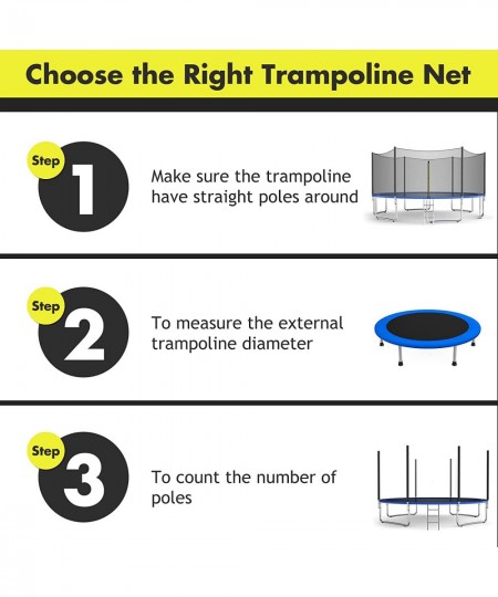 Trampoline Safety Net 8 10 12 14 15 16Ft Weather-Resistant Replacement Enclosure Net for Round Frame with Double-Headed Zippe...