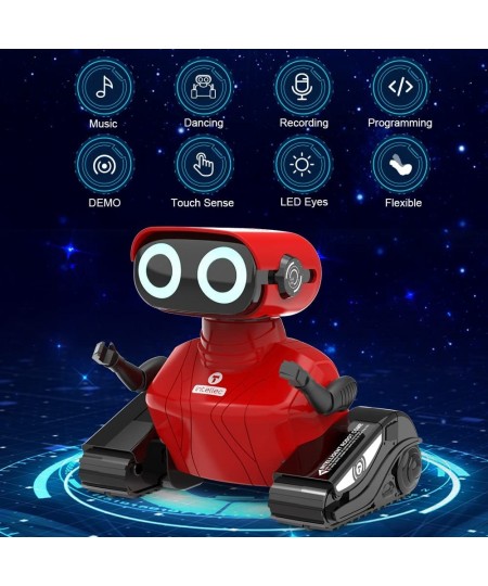 Robot Toys Upgraded Rechargeable Robot Toy with Remote Control Flexible Head and Arms Music LED Eyes Dance Moves Smart Sensin...