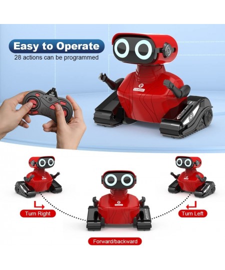 Robot Toys Upgraded Rechargeable Robot Toy with Remote Control Flexible Head and Arms Music LED Eyes Dance Moves Smart Sensin...