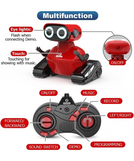 Robot Toys Upgraded Rechargeable Robot Toy with Remote Control Flexible Head and Arms Music LED Eyes Dance Moves Smart Sensin...