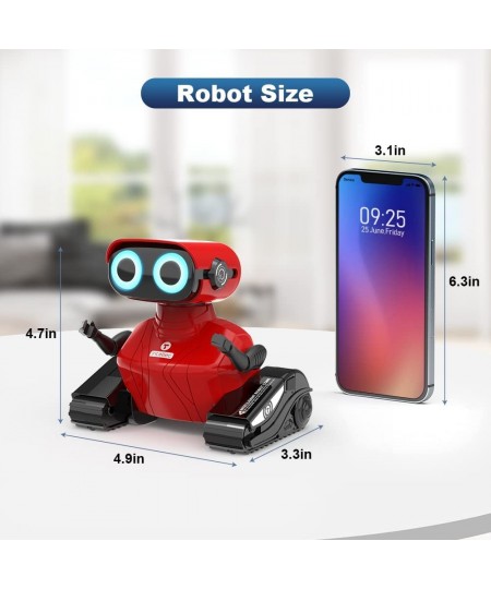 Robot Toys Upgraded Rechargeable Robot Toy with Remote Control Flexible Head and Arms Music LED Eyes Dance Moves Smart Sensin...