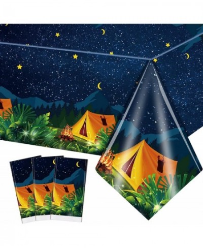 3 Pieces Camping Tablecloth Camp Party Decorations Campfire Plastic Rectangular Table Cover Camping Birthday Party Supplies P...