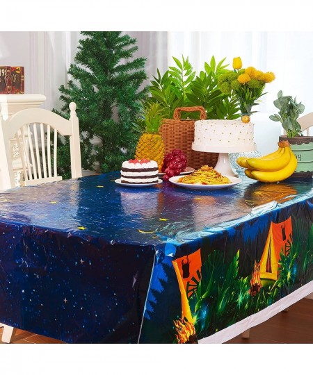 3 Pieces Camping Tablecloth Camp Party Decorations Campfire Plastic Rectangular Table Cover Camping Birthday Party Supplies P...