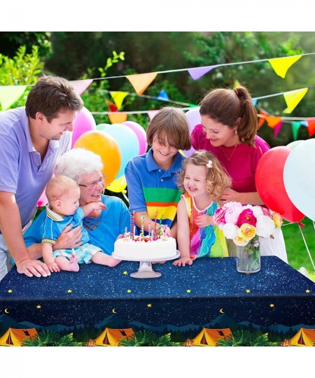 3 Pieces Camping Tablecloth Camp Party Decorations Campfire Plastic Rectangular Table Cover Camping Birthday Party Supplies P...