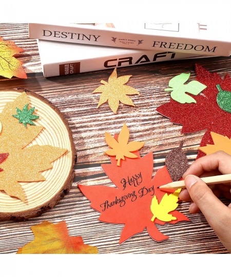 224 Pcs Fall Maple Leaf Foam Sticker Self-Adhesive Foam Sticker Leaf Shape Glitter Sticker Thanksgiving Glitter Foam Sticker ...