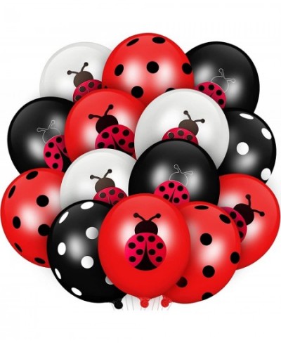 48 Pieces Ladybug Balloons 12 Inch Latex Balloons Black White Polka Dots Balloons Party Supplies for Ladybug Birthday Party B...