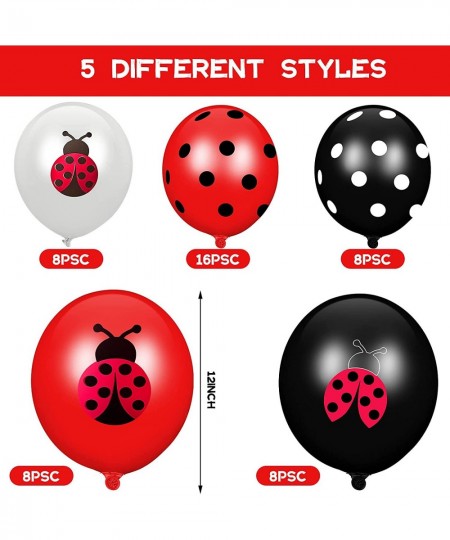 48 Pieces Ladybug Balloons 12 Inch Latex Balloons Black White Polka Dots Balloons Party Supplies for Ladybug Birthday Party B...