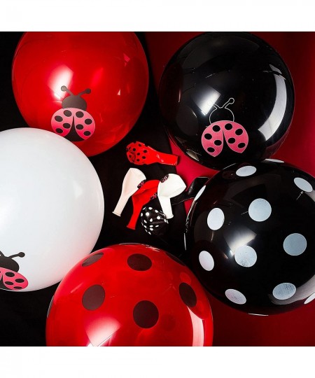 48 Pieces Ladybug Balloons 12 Inch Latex Balloons Black White Polka Dots Balloons Party Supplies for Ladybug Birthday Party B...