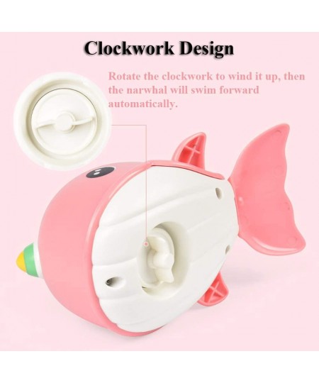 Kids Bath Toy Wind-up Swimming Narwhal Bathtub Floating Water Toy Cute Little Whale Clockwork Fish Bathtub Toy for Toddlers (...