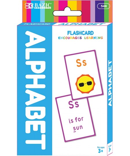 BAZIC Alphabet Flash Cards with Picture ABCs Letters Uppercase Lowercase Flashcards Game for Preschool Kindergarten Age 4+ (3...