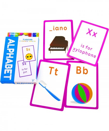 BAZIC Alphabet Flash Cards with Picture ABCs Letters Uppercase Lowercase Flashcards Game for Preschool Kindergarten Age 4+ (3...