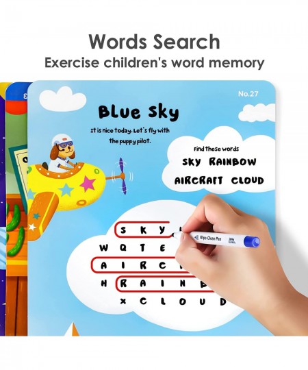 Kids Learning Activities for 3 4 5 Year Olds Preschool Educational Games Toddler Montessorri Busy Book Set Word Search & Maze...