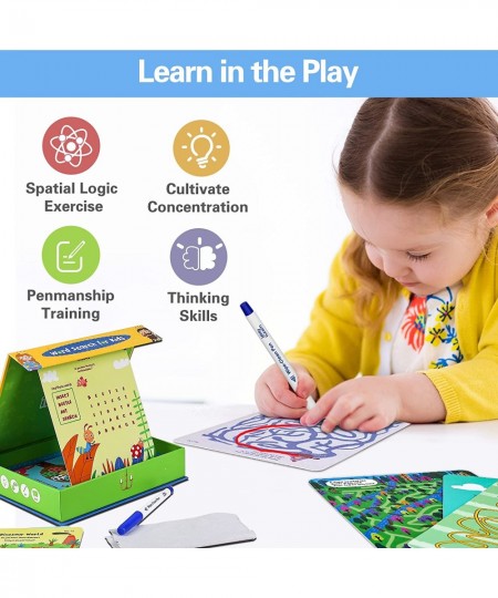 Kids Learning Activities for 3 4 5 Year Olds Preschool Educational Games Toddler Montessorri Busy Book Set Word Search & Maze...