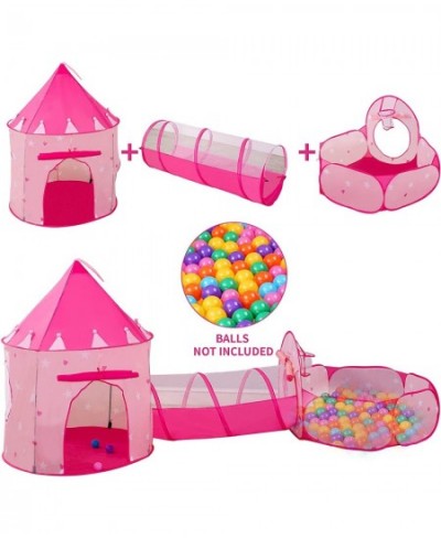 3pc Kids Play Tent for Girls with Ball Pit Crawl Tunnel Princess Tents for Toddlers Baby Space World Playhouse Toys Boys Indo...