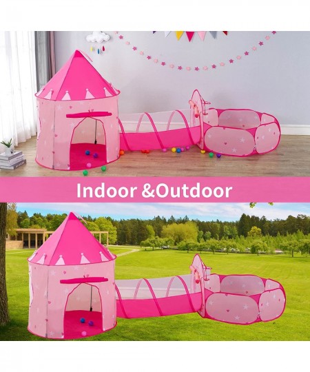 3pc Kids Play Tent for Girls with Ball Pit Crawl Tunnel Princess Tents for Toddlers Baby Space World Playhouse Toys Boys Indo...