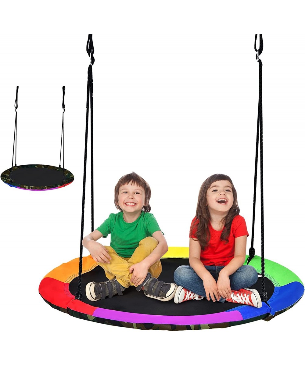 40" Waterproof Saucer Tree Swing for Kids Indoor/Outdoor Round Mat Swing w/Reversible Design Safe and Sturdy Swing for Tree B...