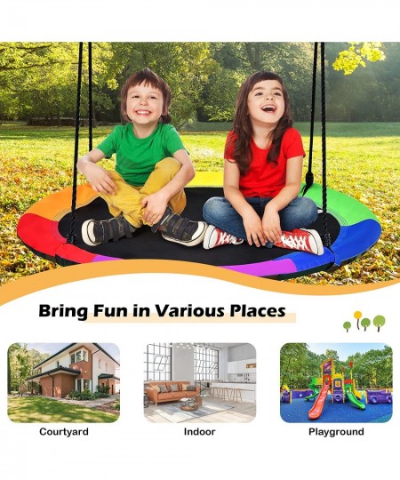 40" Waterproof Saucer Tree Swing for Kids Indoor/Outdoor Round Mat Swing w/Reversible Design Safe and Sturdy Swing for Tree B...