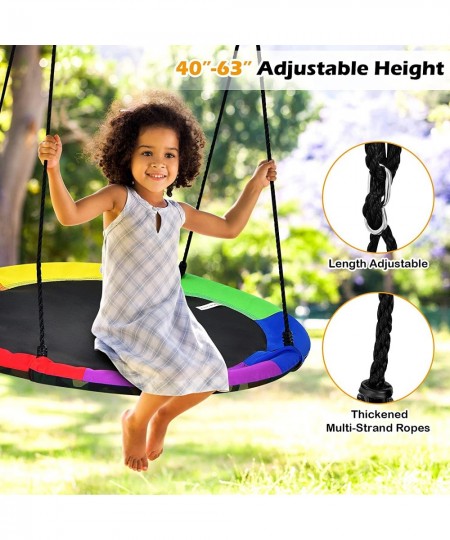 40" Waterproof Saucer Tree Swing for Kids Indoor/Outdoor Round Mat Swing w/Reversible Design Safe and Sturdy Swing for Tree B...