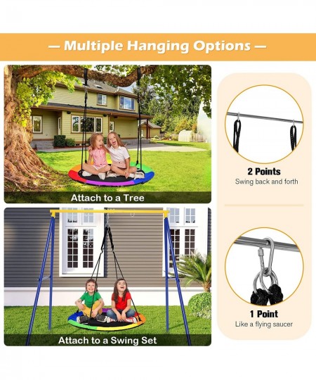 40" Waterproof Saucer Tree Swing for Kids Indoor/Outdoor Round Mat Swing w/Reversible Design Safe and Sturdy Swing for Tree B...