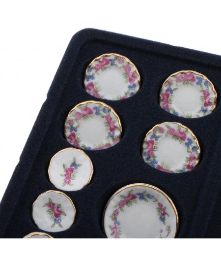 Rose Flower Porcelain Teaware Pot Cup Plate 40pcs Set /12 Dollhouse $35.34 - Dollhouse Accessories